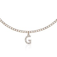 Rose Gold Initial Necklaces For Women, 14K Rose Gold Plated Tennis Chain Necklace Cubic Zirconia Initial Tennis Necklace, Bling Cz Letter Tennis Necklace For Women Girls Initial G Necklace