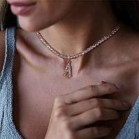 Rose Gold Initial Necklaces For Women, 14K Rose Gold Plated Tennis Chain Necklace Cubic Zirconia Initial Tennis Necklace, Bling Cz Letter Tennis Necklace For Women Girls Initial G Necklace