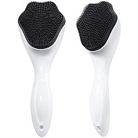 Silicone Face Scrubber Exfoliating Brush, Beomeen 2 Pack Manual Handheld Facial Cleansing Brush Blackhead Scrubber, Soft Bristles Waterproof For Face Skincare (Black White)