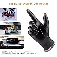 Magilink Womens Leather Gloves Fashion Cute, Gloves For Women Pu Warm Wool Fleece Lined, Winter Gloves For Women Touchscreen Driving(Black-L)