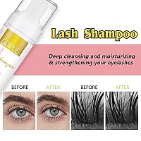 Wozutunt 100Ml Eyelash Extension Cleanser Lash Mousse Lash Shampoo For Extensions, Natural Lashes Makeup Mascara Remover Professional Self Use With Cotton Puff Lash Cleanser 338Oz