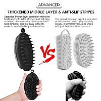 Rampula Silicone Body Scrubber, 2 In 1 Shower And Shampoo Scalp Massager Brush For Dry And Wet, Lathers Well, Stimulating Blood Circulation More Hygienic Than Loofah 1Pc Black