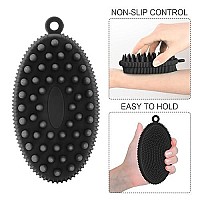 Rampula Silicone Body Scrubber, 2 In 1 Shower And Shampoo Scalp Massager Brush For Dry And Wet, Lathers Well, Stimulating Blood Circulation More Hygienic Than Loofah 1Pc Black