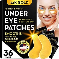 Under Eye Patches for Puffy Eyes (36 Pairs), Reduce Dark circles and Puffiness, collagen Under Eye Masks, gold Eye Patches for Puffy Eyes, Eye gel Pads, Eye Mask Skincare, gold Eye Mask