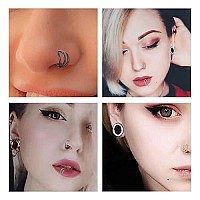 Wbrwp Hoop Nose Ring Lip Septum-Clicker : Rainbow Double Ring Open Stacked 20G 8Mm 316L Surgical Steel Sleeper Earring Helix Rook Conch Cartilage Daith Tragus Earrings Nose Piercing Jewelry