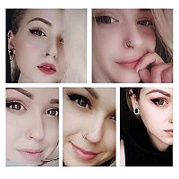 Wbrwp Hoop Nose Ring Lip Septum-Clicker : Rainbow Double Ring Open Stacked 20G 8Mm 316L Surgical Steel Sleeper Earring Helix Rook Conch Cartilage Daith Tragus Earrings Nose Piercing Jewelry