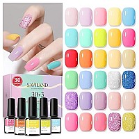 Saviland 33Pcs Gel Nail Polish Kit, Summer Colors Gel Polish 75Ml Soak Off U V Led Gel Pink Glitter Neon Bright Gel With Base & Glossymatte Top Gel Nail Supplies Nail Art Starter Kit For Salon Home