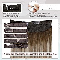 Full Shine Blonde Hair Extensions With Wire Light Brown Highlight Blonde 8P60 Invisible Fishing Wire Extensions Human Hair Straight 80G One Piece Extensions Adjustable Headband 12 Inch