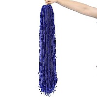 36Inch 7Packs Soft New Faux Locs Colorful Long Goddess Locs Crochet Hair Natural Pre Looped Natural Crochet Braid Curly Wave Braiding Haira (36 Inch (Pack Of 7), Blue Soft Faux Locs)