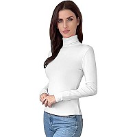 Ny Threads Womens Turtleneck Long Sleeves Shirt White