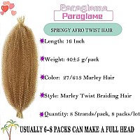 Marley Hair 16 Inch Springy Afro Twist Hair 8 Packs Marley Twist Braiding Hair, Wrapping Hair For Soft Locs Synthetic Crochet Braids Hair Extension For Black Women(16Inch, 27613)