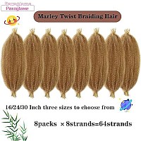 Marley Hair 16 Inch Springy Afro Twist Hair 8 Packs Marley Twist Braiding Hair, Wrapping Hair For Soft Locs Synthetic Crochet Braids Hair Extension For Black Women(16Inch, 27613)