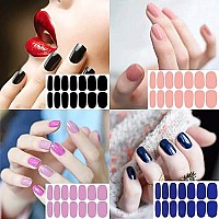 Wokoto 20 Pcs Solid Nail Polish Strips Full Nail Wraps Nail Stickers With 1 Nail File Kit 14 Tips Per Sheet Solid Color Nail Polish Sticker For Women Girls Nails Kit Stick On Nails Gel Nail Strips