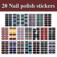 Wokoto 20 Sheets 280 Pieces Dark Solid Nail Polish Stickers Mix Color Sticker Nail Polish Strips Solid Nail Stickers Full Nail Wraps Gel Nail Strips Wraps For Kids Women Girls Stick On Nails Decals