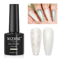 Mizhse Pearl Top Coat Gel Nail Polish, Mermaid Glitter Nail Gel Polish Shiny Shell Thread Drawing Soak Off Uv Led Nail Gel For Nail Salon Home Diy Manicure 1Pc 10Ml