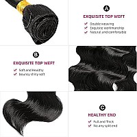 10A Body Wave Bundles Human Hair 14 16 18 Inch Human Hair Bundles Body Wave 3 Bundles 100% Unprocessed Brazilian Virgin Hair Extensions Natural Black