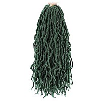 Soft Locs Crochet Hair 18 Inch 6 Packs Green Color Curly Wavy Crochet Synthetic Braiding Hair Extensions Dreads Crochet (18 Inch Green)