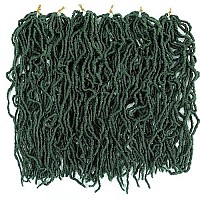 Soft Locs Crochet Hair 18 Inch 6 Packs Green Color Curly Wavy Crochet Synthetic Braiding Hair Extensions Dreads Crochet (18 Inch Green)