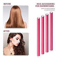 60 Pieces Flexible Foam Curling Rods Twist Foam Hair Rollers No Heat Hair Rods Rollers And Stainless Steel Rat Tail Flexible Rods For Long Hair Short Hair Women Girls (Red, 06 X 95 Inch)