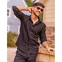 Coofandy Men 2 Piece Linen Set Outfits Beach Button Down Shirts And Drawstring Waist Pants Sets Summer Yoga Outfits