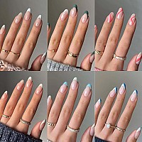 6 Packs (144 Pcs) Press On Nails Medium, Vaveah Fake Nails With Designed, Stick On Nails, False Nails With Nail Glue On Nails For Women (Medium Set 6)