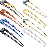 8 Pieces U Shaped Hair Pins French Hair Pins Metal French U Pins Vintage Hair Fork Hair Pin For Buns Women Girls Hairstyle Accessories (Classic Patterns)