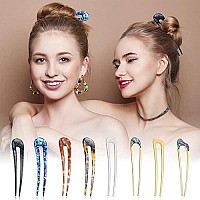 8 Pieces U Shaped Hair Pins French Hair Pins Metal French U Pins Vintage Hair Fork Hair Pin For Buns Women Girls Hairstyle Accessories (Classic Patterns)