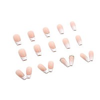 24 Pcs French Tip Press On Nails Medium Fake Nails, Square Shaped Glue On Nails Glossy Full Cover False Nails With Designs Acrylic Nails Press Ons For Women Girls