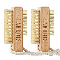 Nail Brush for cleaning Fingernails, Larbois 2Pack Wooden Nail Brushes Fingernail Brush for cleaning Nail Scrub Brush Two-sided with Hanging Rope (Beechwood)