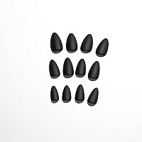 Black Press On Nails Medium Stiletto Almond,Kqueenest Matte Pure Color Acrylic Nails Kit Reusable Fake Nails With Feature Protective Uv Coating For Women Nail Art Manicure In 24Pcs