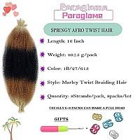 Paraglame Marley Hair 16 Inch Springy Afro Twist Hair 3 Tones Ombre Marley Twist Braiding Hair, Wrapping Hair For Soft Locs Synthetic Crochet Braids Hair Extension For Black Women(1B27613)