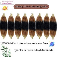 Paraglame Marley Hair 16 Inch Springy Afro Twist Hair 3 Tones Ombre Marley Twist Braiding Hair, Wrapping Hair For Soft Locs Synthetic Crochet Braids Hair Extension For Black Women(1B27613)