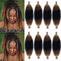 Paraglame Ombre Marley Hair 16 Inch 3 Tones Pre-Separated Springy Afro Twist Hair For Soft Locs Marley Twist Braiding Hair Ombre Brown Spring Twist Crochet Hair For Black Women(8Packs,1B3027)