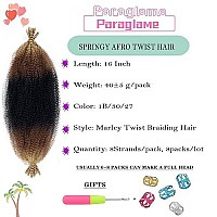 Paraglame Ombre Marley Hair 16 Inch 3 Tones Pre-Separated Springy Afro Twist Hair For Soft Locs Marley Twist Braiding Hair Ombre Brown Spring Twist Crochet Hair For Black Women(8Packs,1B3027)