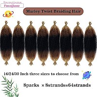 Paraglame Ombre Marley Hair 16 Inch 3 Tones Pre-Separated Springy Afro Twist Hair For Soft Locs Marley Twist Braiding Hair Ombre Brown Spring Twist Crochet Hair For Black Women(8Packs,1B3027)