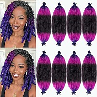 Springy Afro Twist Hair 3 Tones Bluepurple Ombre 16 Inch Pre-Separated Marley Twist Braiding Hair 8 Packs Ombre Blue Afro Twist Marley Hair For Soft Locs Crochet Braids Hair Extension(16Inch, 49)