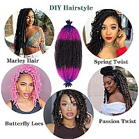 Springy Afro Twist Hair 3 Tones Bluepurple Ombre 16 Inch Pre-Separated Marley Twist Braiding Hair 8 Packs Ombre Blue Afro Twist Marley Hair For Soft Locs Crochet Braids Hair Extension(16Inch, 49)