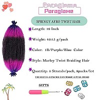 Springy Afro Twist Hair 3 Tones Bluepurple Ombre 16 Inch Pre-Separated Marley Twist Braiding Hair 8 Packs Ombre Blue Afro Twist Marley Hair For Soft Locs Crochet Braids Hair Extension(16Inch, 49)