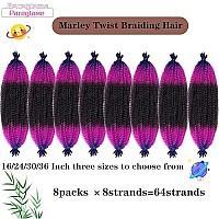 Springy Afro Twist Hair 3 Tones Bluepurple Ombre 16 Inch Pre-Separated Marley Twist Braiding Hair 8 Packs Ombre Blue Afro Twist Marley Hair For Soft Locs Crochet Braids Hair Extension(16Inch, 49)