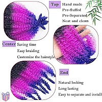 Springy Afro Twist Hair 3 Tones Bluepurple Ombre 16 Inch Pre-Separated Marley Twist Braiding Hair 8 Packs Ombre Blue Afro Twist Marley Hair For Soft Locs Crochet Braids Hair Extension(16Inch, 49)