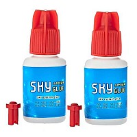 2 Pack Sky Glue S+ Eyelash Extension Glue Professional Use Only - Extra Strong Lash Extensions Adhesive 6-7 Weeks Retention And 1-2S Dry, Long Lasting Semi Permanent Black Glue - 2 Bottles 5 Ml Ea