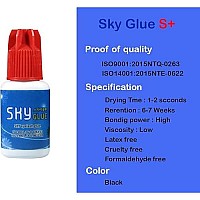 2 Pack Sky Glue S+ Eyelash Extension Glue Professional Use Only - Extra Strong Lash Extensions Adhesive 6-7 Weeks Retention And 1-2S Dry, Long Lasting Semi Permanent Black Glue - 2 Bottles 5 Ml Ea