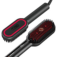 2023 Upgraded Hair Straightener Brush TYMO Ionic Plus Straightening Brush with Dense Bristles, 16 Temps, Dual Voltage Heat Brush Straightener for Women Flat Iron comb for Thick curly Hair