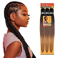 Sensationnel X-Pression Prestretched Braiding Hair - Kanekalon Flame Retardant Smooth Yaki Braid Hair Extension 3X 58 Inch (4 Pack, 3T1Bdbluelblue)