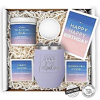 Birthday Gifts For Women - Relaxing Spa Gift Box Basket For Wife Mom Sister Girlfriend Best Friend Mother - Bday Gifts Set Lilac Tumbler - Basket Care Package Present For Her Happy Birthday