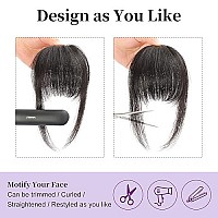 Flufymooz Clip In Bangs 100% Human Hair, Bangs Hair Clip Extensions, Clip On Bangs Wispy Bangs French Bangs Fringe With Temples Hairpieces For Women, Fake Bangs For Daily Wear(French Bangs Medium Golden Brown)