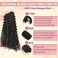 Tape In Hair Extensions Human Hair Deep Wave 100% Real Human Hair Extensions Seamless Skin Weft Adhesive Tape Hair For Women, Curly Natural Black 9A Brazilian Remy Tape Ins 22 100Gpack Glue In Hair