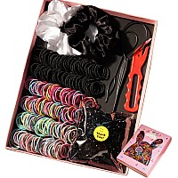 Girls Hair Accessories Set, Colored Girls Women Hair Scrunchies, Nylon Soft Elastic Hair Ties, Ponytail Holder,Rubber Bands Molding Tool,1305Pcs