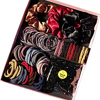 Dark Hair Accessories Set,Hair Scrunchies For Women, Soft Elastic Hair Ties, Ponytail Holder,Rubber Bands,Hair Bands For Thick And Curly,1113Pcs