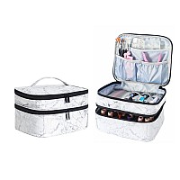 Zfzgfrcs Nail Polish Organizer- Holds 30 Bottles Nail Supply Organizers And Storage Double-Layer Nail Polish Carrying Case Nail Varnish Organizer Nail Polish Storage Bag With Handle (White-A)